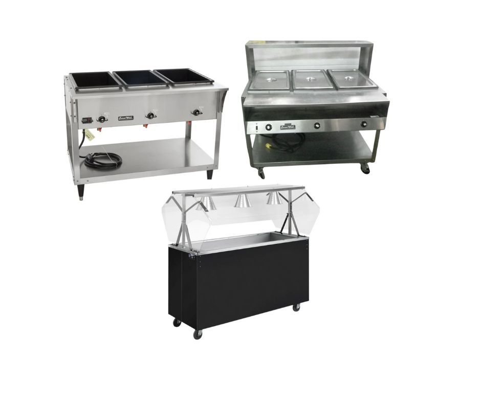 Salad bar and steam tables
